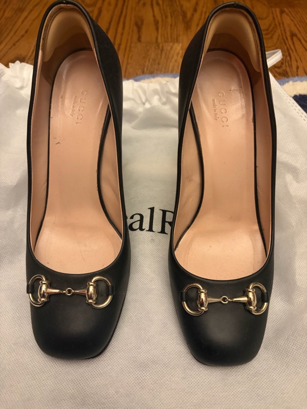 Gucci Block Heel Pumps with Gold Horsebit